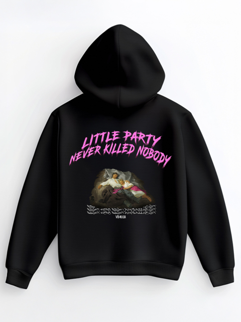 Худі "little party" (принт на спині) Чорне 